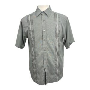 Haggar Cool 18 Tec Men's Small Gray Easy Care Button Front Short Sleeve Shirt